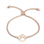 Imagen de 304 Acero Inoxidable Ajustable Slider/ Slide Pulsera Oro Rosa Ronda 26.3cm - 25.3cm longitud, 1 Unidad