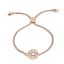 Bild von 304 Edelstahl Einstellbares Slider/ Slide Armband Schieberarmband Rosegold Rund Blumen Transparent Strass 26.3cm - 25.3cm lang, 1 Strang