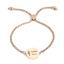 Imagen de 304 Acero Inoxidable Ajustable Slider/ Slide Pulsera Oro Rosa Ronda Flor " Love You " 26.3cm - 25.3cm longitud, 1 Unidad