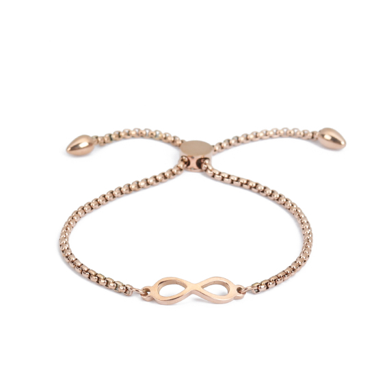 Bild von 304 Edelstahl Einstellbares Slider/ Slide Armband Schieberarmband Rosegold Unendlichkeit Symbol  26.3cm - 25.3cm lang, 50 Strange