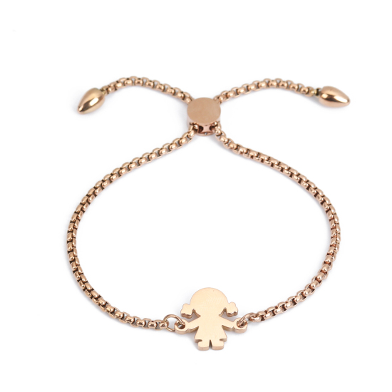 Bild von 304 Edelstahl Einstellbares Slider/ Slide Armband Schieberarmband Rosegold Mädchen 26.3cm - 25.3cm lang, 50 Strange