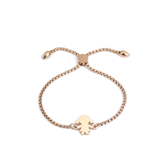 Bild von 304 Edelstahl Einstellbares Slider/ Slide Armband Schieberarmband Rosegold Mädchen 26.3cm - 25.3cm lang, 50 Strange