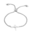 Picture of 304 Stainless Steel Adjustable Slider/ Slide Bolo Bracelets Silver Tone Heartbeat/ Electrocardiogram 26.3cm(10 3/8") long - 25.3cm(10") long, 1 Piece