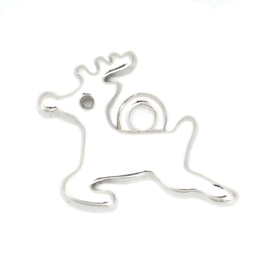 Picture of Zinc Based Alloy Charms Christmas Reindeer Silver Tone 17mm x 13mm, 10 PCs