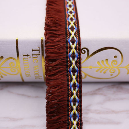 Изображение Полиэстер Бахрома Кружево Кофейный 3см-2.5см, 5 Ярд
