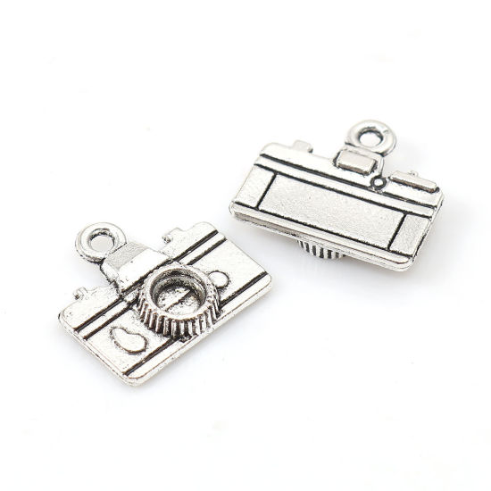 Picture of Zinc Based Alloy Charms Camera Antique Silver Color 16mm x 15mm, 50 PCs