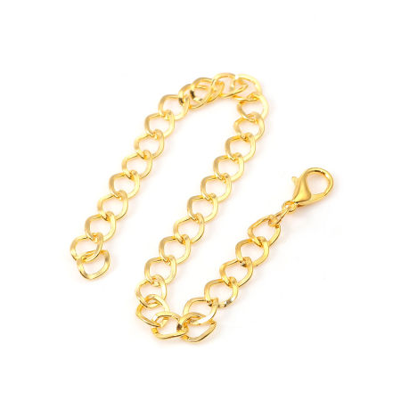 Hierro Broche de langosta Link Curb Chain Pulseras Chapado en Oro 19.5cm longitud, 1 Juego ( 12 Unidades/Juego)