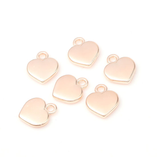Picture of Zinc Based Alloy Charms Heart Light Rose Gold 12mm x 10mm, 20 PCs