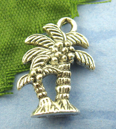 Imagen de Colgantes Aleación del Metal Del Zinc de Árbol Plata Antigua Rhinestone 18.0mm x 13.0mm, 40 Unidades 
