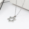 Picture of 316 Stainless Steel Necklace Silver Tone Pentagram Star 40cm(15 6/8") - 39cm(15 3/8") long, 1 Piece