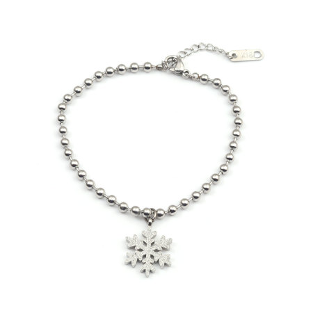 316 Stainless Steel Bracelets Silver Tone Christmas Snowflake 18cm(7 1/8") - 16cm(6 2/8") long, 1 Piece