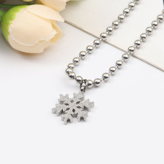 Picture of 316 Stainless Steel Bracelets Silver Tone Christmas Snowflake 18cm(7 1/8") - 16cm(6 2/8") long, 1 Piece