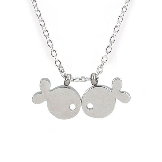 Imagen de 316 Acero Inoxidable Collares Tono de Plata Pez 40cm longitud, 1 Unidad