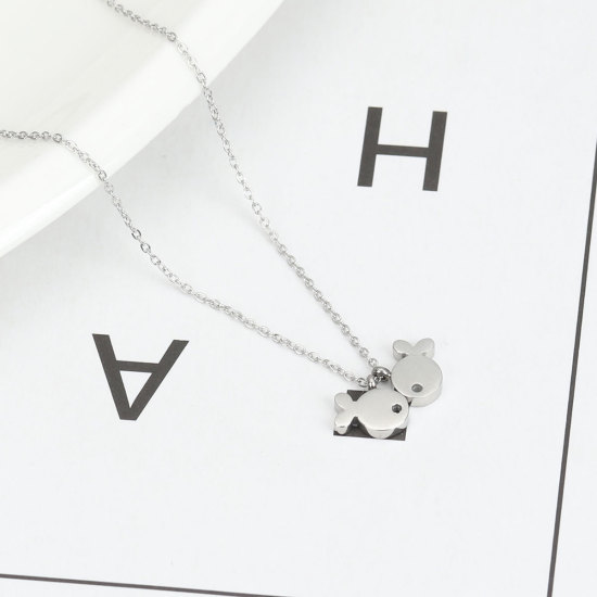 Imagen de 316 Acero Inoxidable Collares Tono de Plata Pez 40cm longitud, 1 Unidad