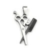 Picture of 316 Stainless Steel Pendants Comb Silver Tone Black Scissors Clear Rhinestone 46mm x 27mm, 1 Piece