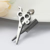 Picture of 316 Stainless Steel Pendants Comb Silver Tone Black Scissors Clear Rhinestone 46mm x 27mm, 1 Piece