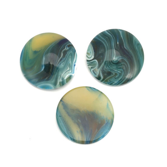 Picture of Resin Dome Seals Cabochon Round Lake Blue 18mm Dia., 10 PCs