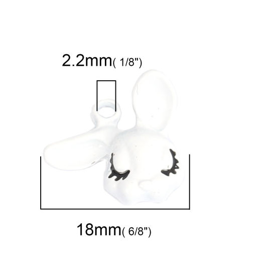 Imagen de Zamak Colgantes Charms Conejo Blanco Esmalte 18mm x 17mm, 10 Unidades