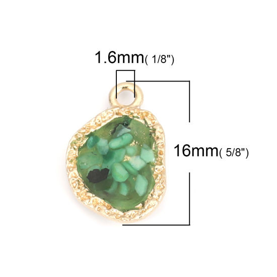 Picture of Zinc Based Alloy & Shell Charms KC Gold Plated Green 16mm x 11mm, 5 PCs