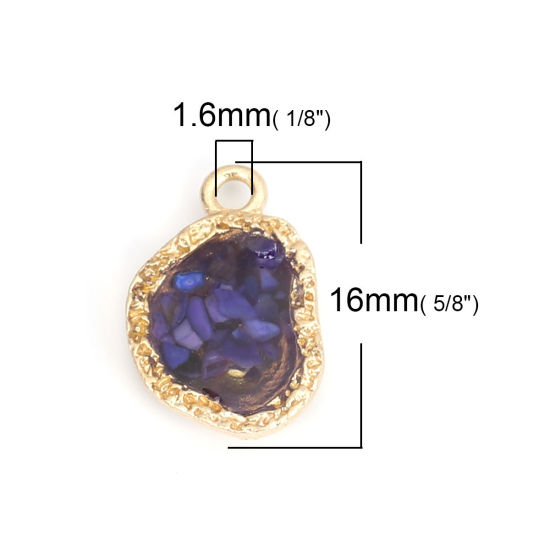 Picture of Zinc Based Alloy & Shell Charms KC Gold Plated Purple 16mm x 11mm, 5 PCs