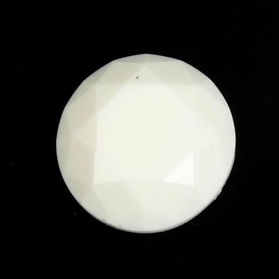 Picture of Resin Dome Seals Cabochon Round White Faceted 20mm Dia., 5 PCs