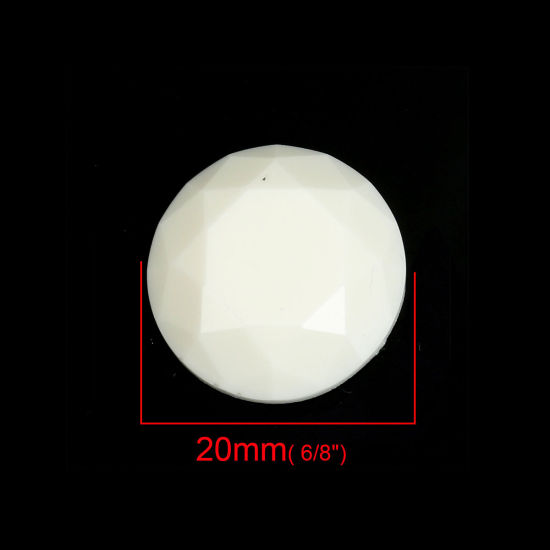 Picture of Resin Dome Seals Cabochon Round White Faceted 20mm Dia., 5 PCs