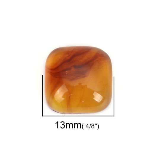 Image de Cabochon Dôme en Résine Carré Ambre 13mm x 13mm, 10 Pcs