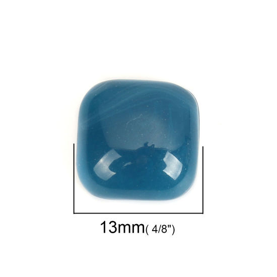 Image de Cabochon Dôme en Résine Carré Bleu 13mm x 13mm, 10 Pcs