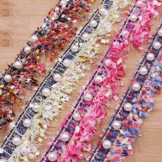 Picture of Polyester & Acrylic Fringe Tassel Trim Multicolor Imitation Pearl 45mm, 1 Yard