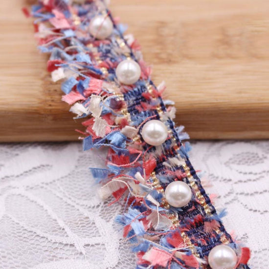 Picture of Polyester & Acrylic Fringe Tassel Trim Multicolor Imitation Pearl 45mm, 1 Yard