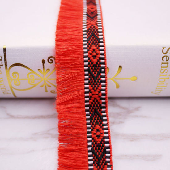 Picture of Polyamide Nylon Fringe Tassel Trim Orange-red 33mm, 3 Yards