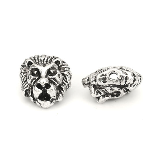 Bild von Zinklegierung Zwischenperlen Spacer Perlen Löwe Antiksilber 12mm x 11mm, Loch:ca. 1.5mm, 30 Stück