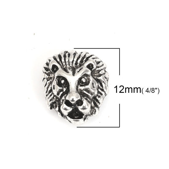 Bild von Zinklegierung Zwischenperlen Spacer Perlen Löwe Antiksilber 12mm x 11mm, Loch:ca. 1.5mm, 30 Stück