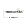 Picture of Zinc Based Alloy & Acrylic Hair Clips Findings Gunmetal White Feather 58mm x 17mm, 2 PCs