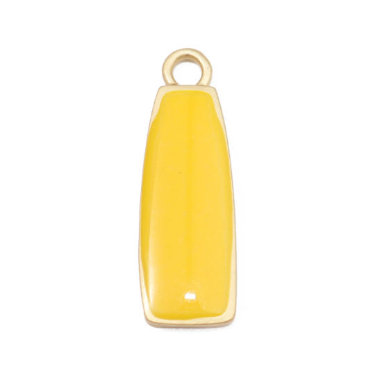 Imagen de Zamak Colgantes Charms Trapecio Chapado en Oro Amarillo Esmalte 27mm x 9mm, 10 Unidades