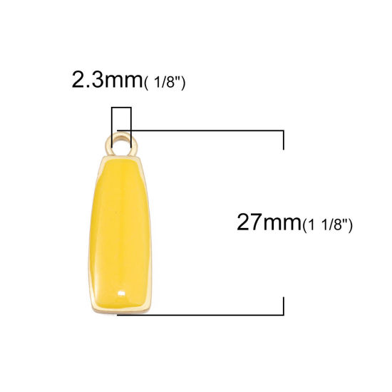 Imagen de Zamak Colgantes Charms Trapecio Chapado en Oro Amarillo Esmalte 27mm x 9mm, 10 Unidades