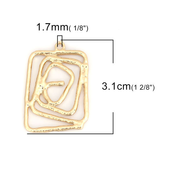 Bild von Zinklegierung Anhänger Rechteck Vergoldet Helix 31mm x 22mm, 10 Stück