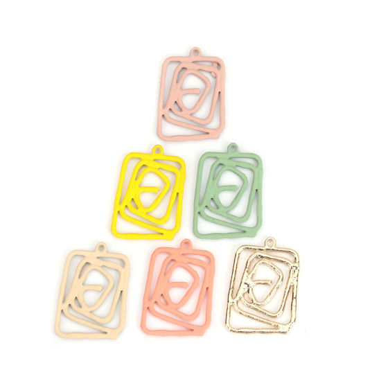 Bild von Zinklegierung Anhänger Rechteck Vergoldet Helix 31mm x 22mm, 10 Stück