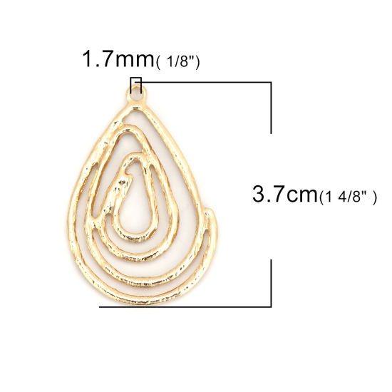 Image de Pendentifs en Alliage de Zinc Goutte d'Eau Doré Spiral 37mm x 24mm, 10 Pcs