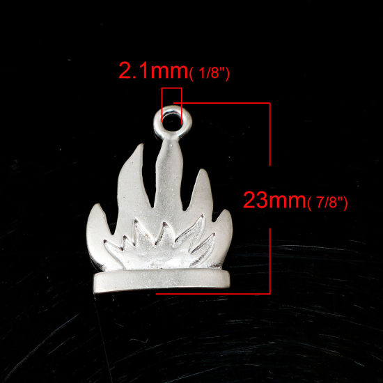 Immagine di Lega di Zinco Charms Argento Placcato Fiamma Fuoco 23mm x 17mm , 10 Pz