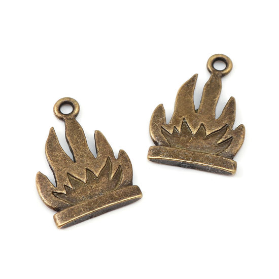 Immagine di Lega di Zinco Charms Bronzo Antico Fiamma Fuoco 23mm x 17mm , 10 Pz