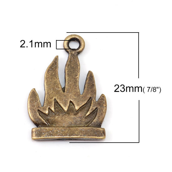 Immagine di Lega di Zinco Charms Bronzo Antico Fiamma Fuoco 23mm x 17mm , 10 Pz