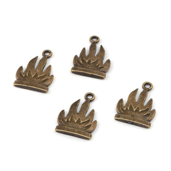 Immagine di Lega di Zinco Charms Bronzo Antico Fiamma Fuoco 23mm x 17mm , 10 Pz