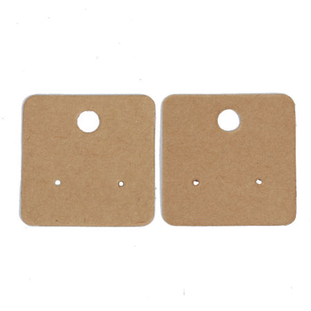 Immagine di Carta Cartoncini Espositori per Gioielli Quadrato Caffè Chiaro 40mm x 40mm, 100 Fogli