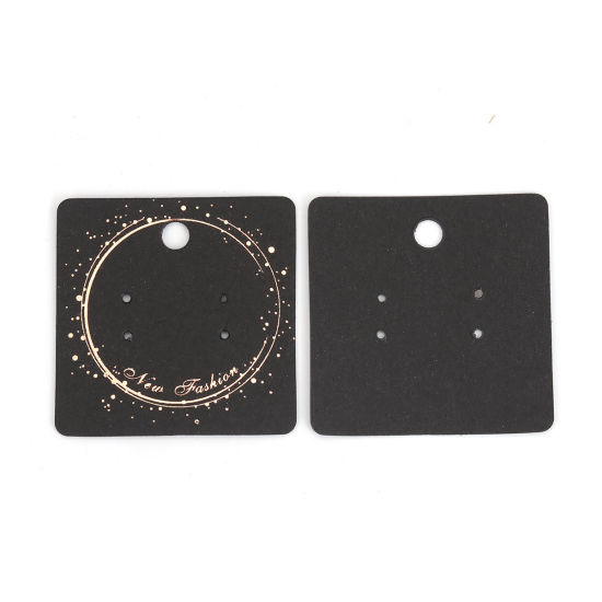 Picture of Paper Jewelry Display Card Square Black Round Pattern 50mm x 50mm, 50 Sheets