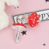 Picture of Zinc Based Alloy 3D Charms Mushroom Silver Plated Red Enamel 17mm x 11mm, 5 PCs
