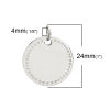 Picture of Stainless Steel Blank Stamping Tags Charms Round Disc Silver Tone Double-sided Polishing 24mm x 20mm, 2 PCs