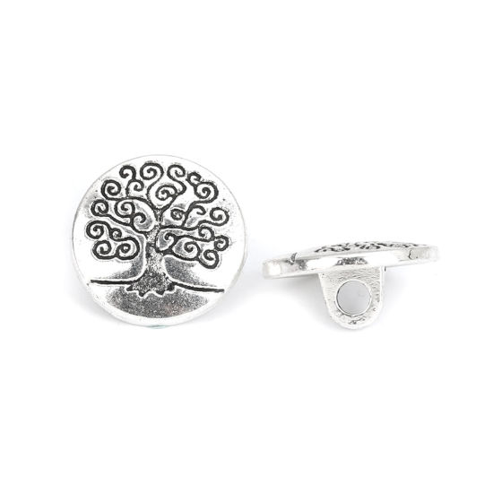 Imagen de Zamak Ronda Plata Antigua Árbol de la Vida 14mm Dia, 50 Unidades