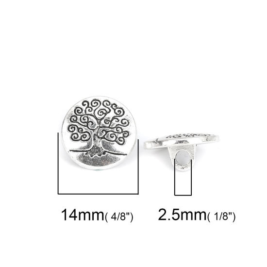 Imagen de Zamak Ronda Plata Antigua Árbol de la Vida 14mm Dia, 50 Unidades