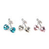 Picture of Zinc Based Alloy Charms Cherry Fruit Silver Tone Light Pink Heart AB Color Rhinestone 25mm x 23mm - 24mm x 22mm, 5 PCs